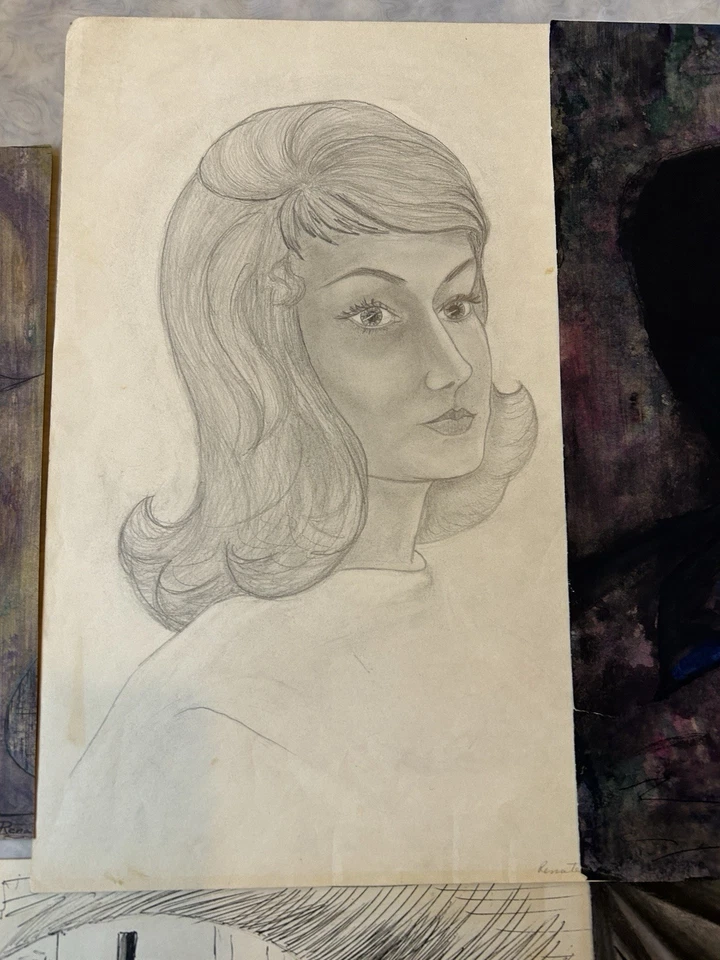 Portafolio Artista Original Años 60 Firmado Renate Agotsch - Estudios Bodegón Cubista Foto 4 de 4