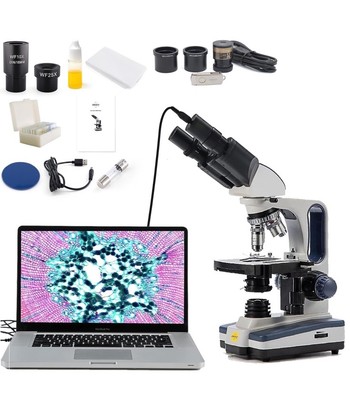 Swift Digital Binocular Compound Microscope 40X-2500X, with 5MP USB Camera