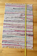 Woven Chindi Rag Scatter Rug Pink with Multi Colors Farm Boho 24 X 36