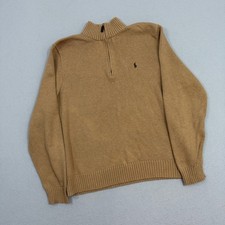 Polo Ralph Lauren Quarter Zip Men's XL Brown Pullover Cotton Preppy Pony Logo