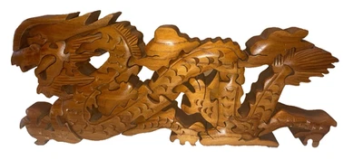 Bits and Pieces Wooden Chinese Dragon Interlocking 3D Jigsaw Puzzle Figurine - Image 1 of 4