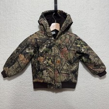 Carhartt Camo Jacket Boys 3T Mossy Oak Duck Canvas Hooded Insulated Coat Zip Up