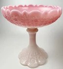 Vintage Fenton pink slag Rosalene glass compote jewelry pedestal candy dish bowl