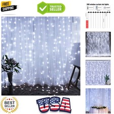 Curtain String Lights, 300 LED 9.8ft x 9.8ft 8 Lighting Modes Fairy Lights US...