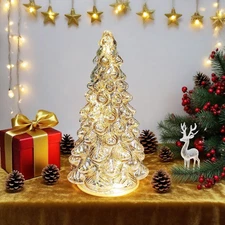 Christmas Decor Lights, Mercury Glass Christmas Tree Lights with Timer, Light up