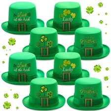 8 Pieces St. Patrick's Day Hats Fabric Large Shamrocks Lucky Leprechauns Hat ...