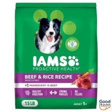IAMS Proactive Health Minichunks Beef and Rice Flavor Recipe Adult Dry Dog 15lbs