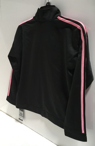 Adidas Girl's Full Zip Track Jacket in Black and Pink Size XL (US 16) - Picture 2 of 4