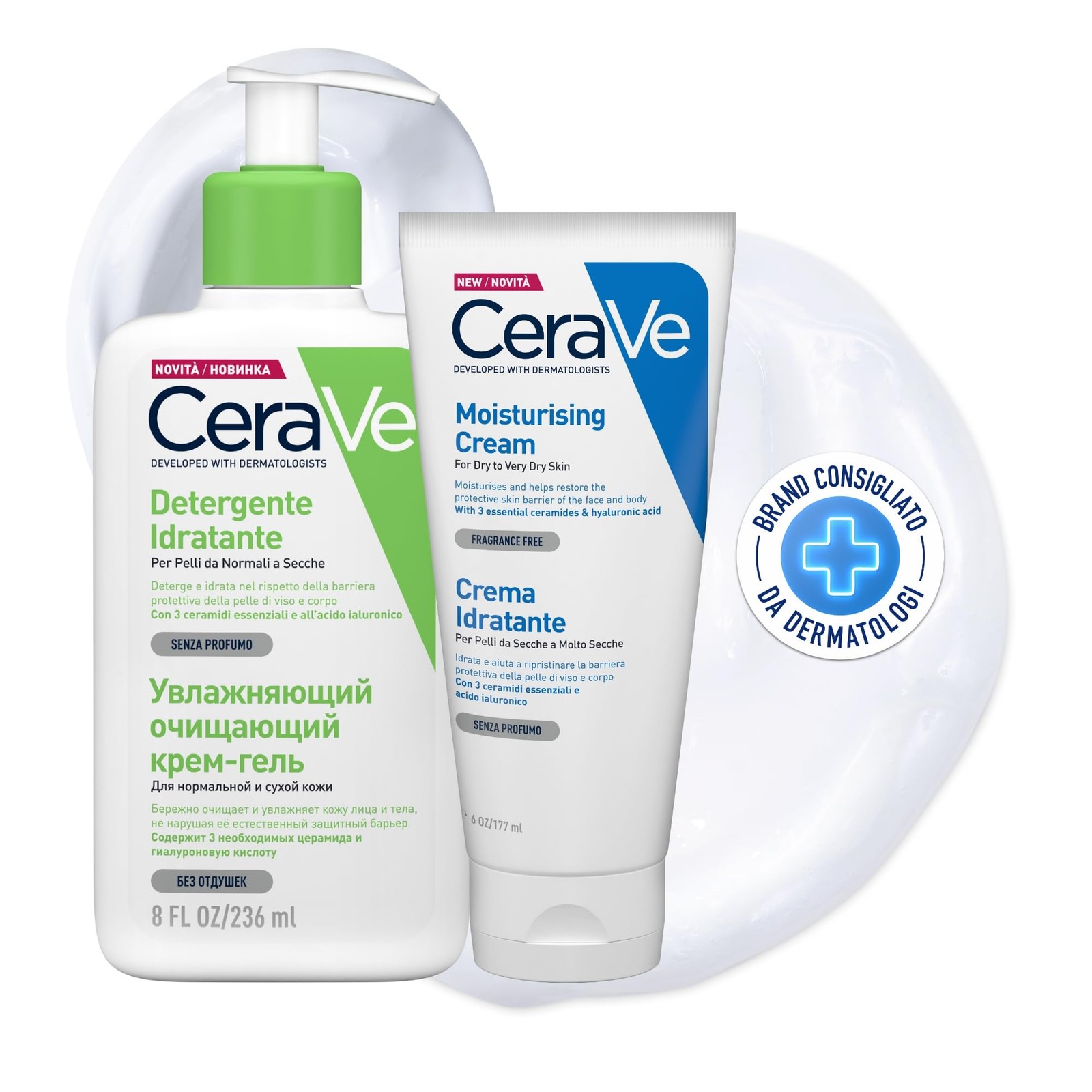 CeraVe Kit Skincare Pelle Secca Crema Idratante Viso e Corpo Per Pelle Secca 177