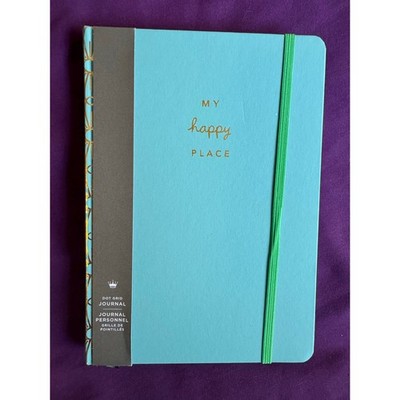 Hallmark Dot Grid Journal  My Happy Place  Blue Hardcover  Gold Accents  Unused