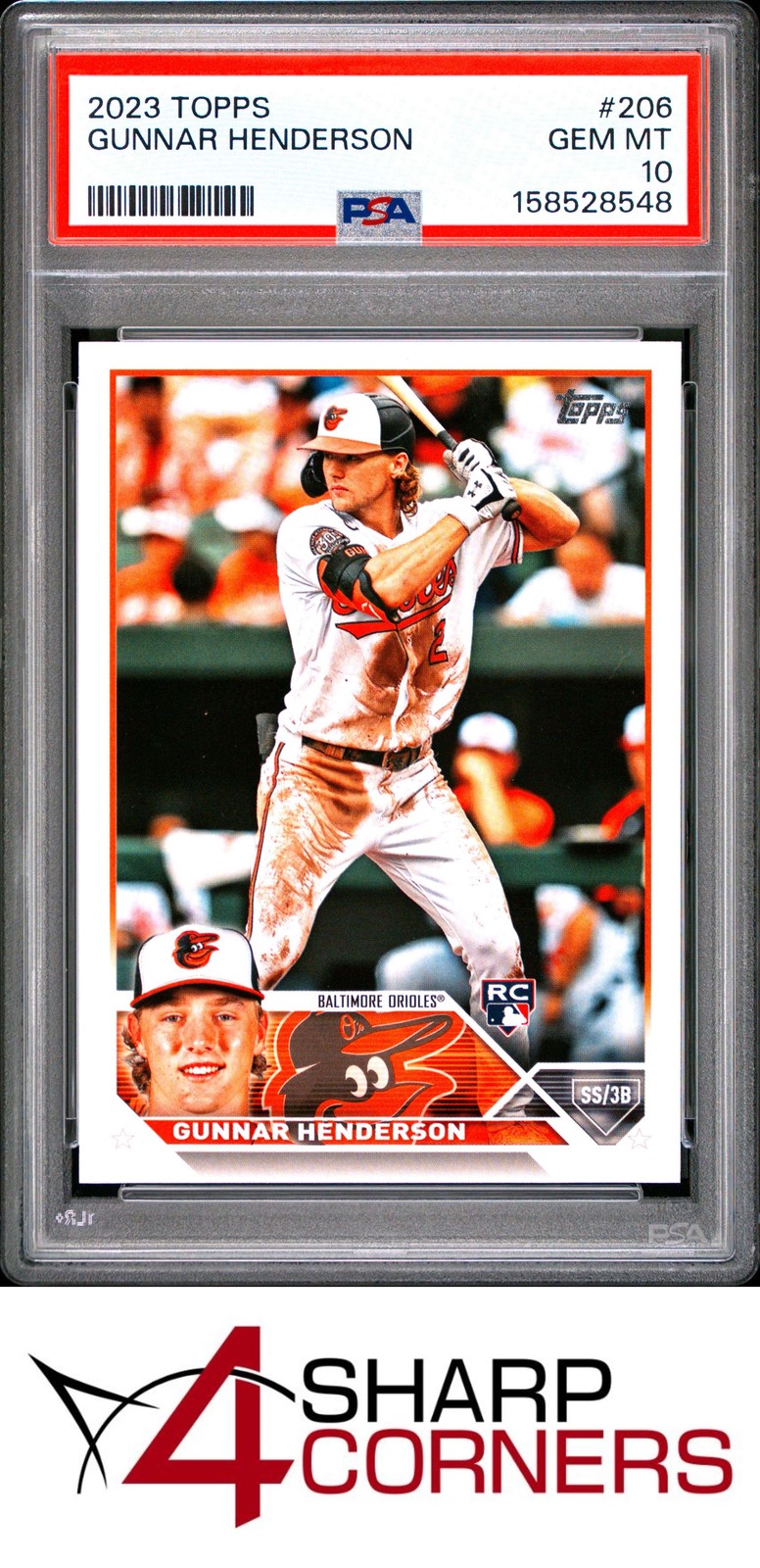 2023 TOPPS #206 GUNNAR HENDERSON RC ORIOLES PSA 10 view 1