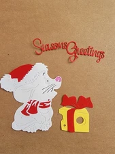 Seasons Greetings Christmas Mouse With Cheese Cardstock Die Cut Scrapbook