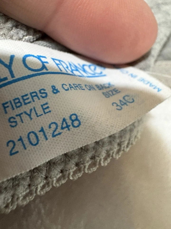 Sujetador vintage años 90 LILY OF FRANCE para mujer gris mezcla de algodón talla 32C (etiqueta 34) Foto 2 de 4