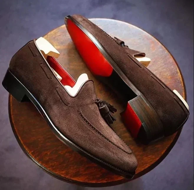 Bespoke Brown Leather Loafers Suede Italian Loafers Casuall/Formal Tessel Loafer