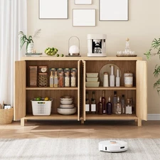 Farmhouse Sideboard Buffet Cabinet with Storage Fluted  Console Table