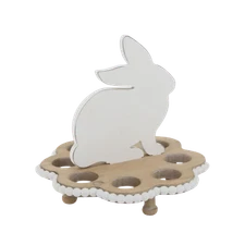Transpac Wood Bunny Egg Holder - Easter Elegance