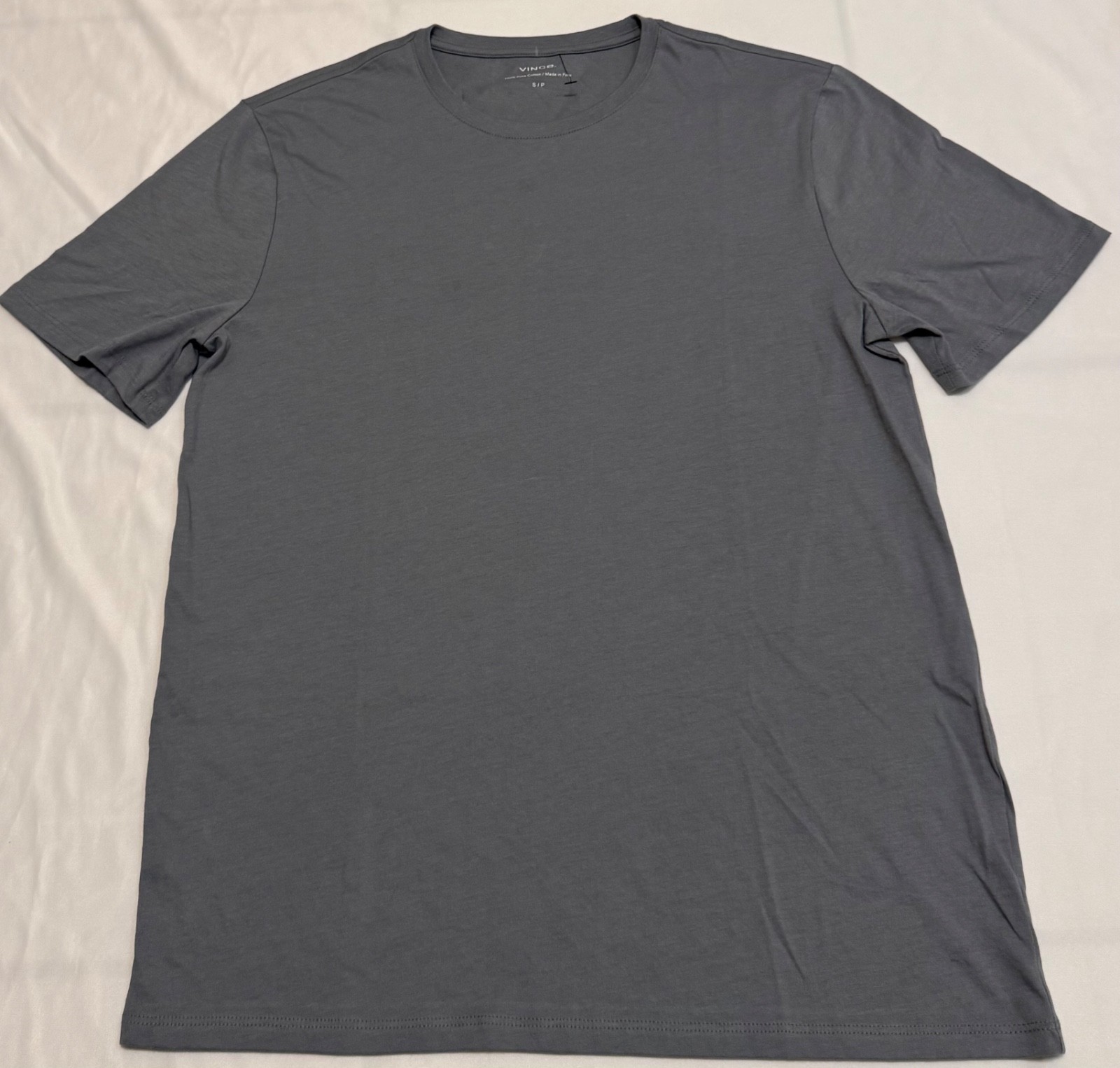 Vince Essential Crew Neck T-Shirt Men Silver Short Sleeve Designer Size S NWOT
