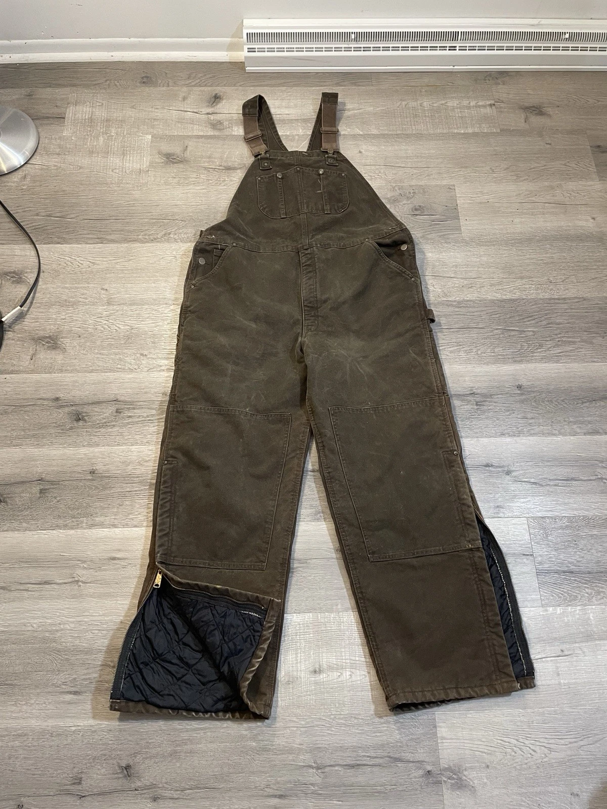 Vintage Carhartt Double Knee Insulated Overalls Brown R27 DKD 42x32 Work