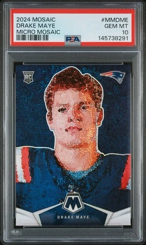 2024 Panini Mosaic Drake Maye Micro Mosaic SP RC PSA 10 New England Patriots