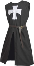 Knight Tunic Black Medieval Templar Knight Surcoat Tabard