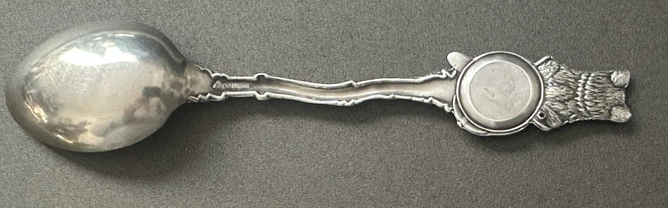 CLIFF HOUSE San Francisco 1907 Fuego PLATA ESTERLINA Cuchara de Recuerdo PARTÉN DORADA Oso Foto 2 de 4