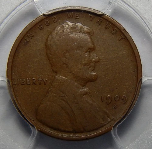1909-S VDB PCGS/CAC VF25 LINCOLN WHEAT PENNY