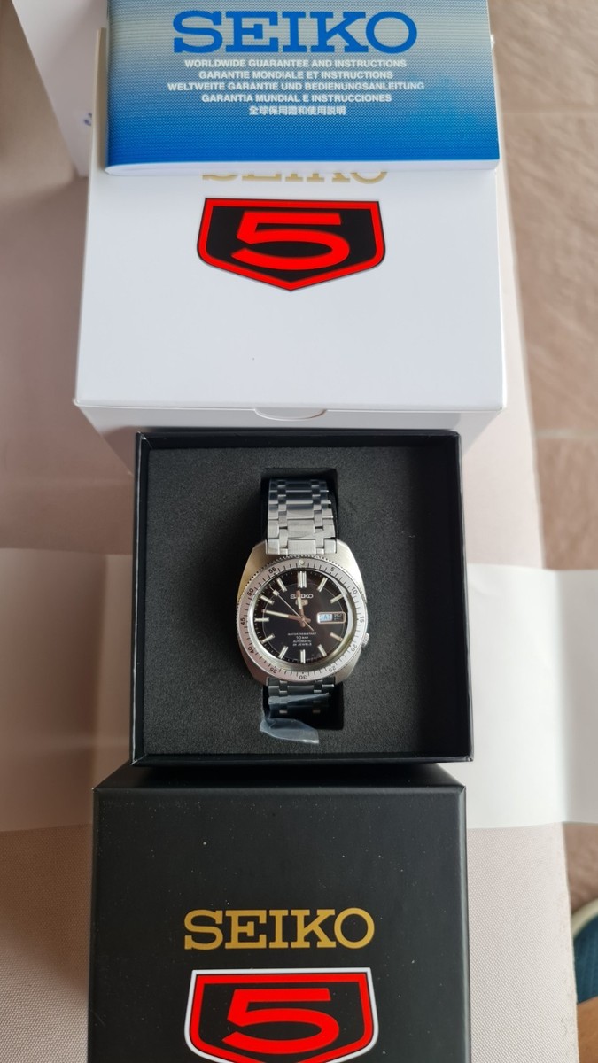 SEIKO 5 Sports SRPL93K1 Black Heritage Watch 24 Jewels Gene Krantz