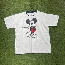 Mickey Mouse Shirt Mens Large Gray Blue Florida Single Stitch 90s Vintage Disney