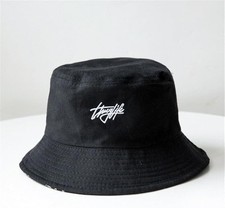 Double-Sided Bucket Hat Reversible Embroidery Fisherman Cap Letter Print