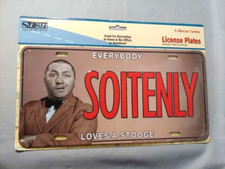 Three Stooges Moe Soitenly License Plate Novelty Full Size Collectible on Card