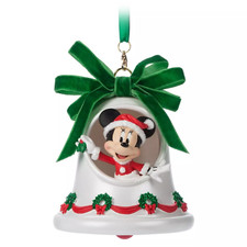 Santa Minnie Mouse Christmas Sketchbook Bell Ornament — Disney, Brand New, NWT