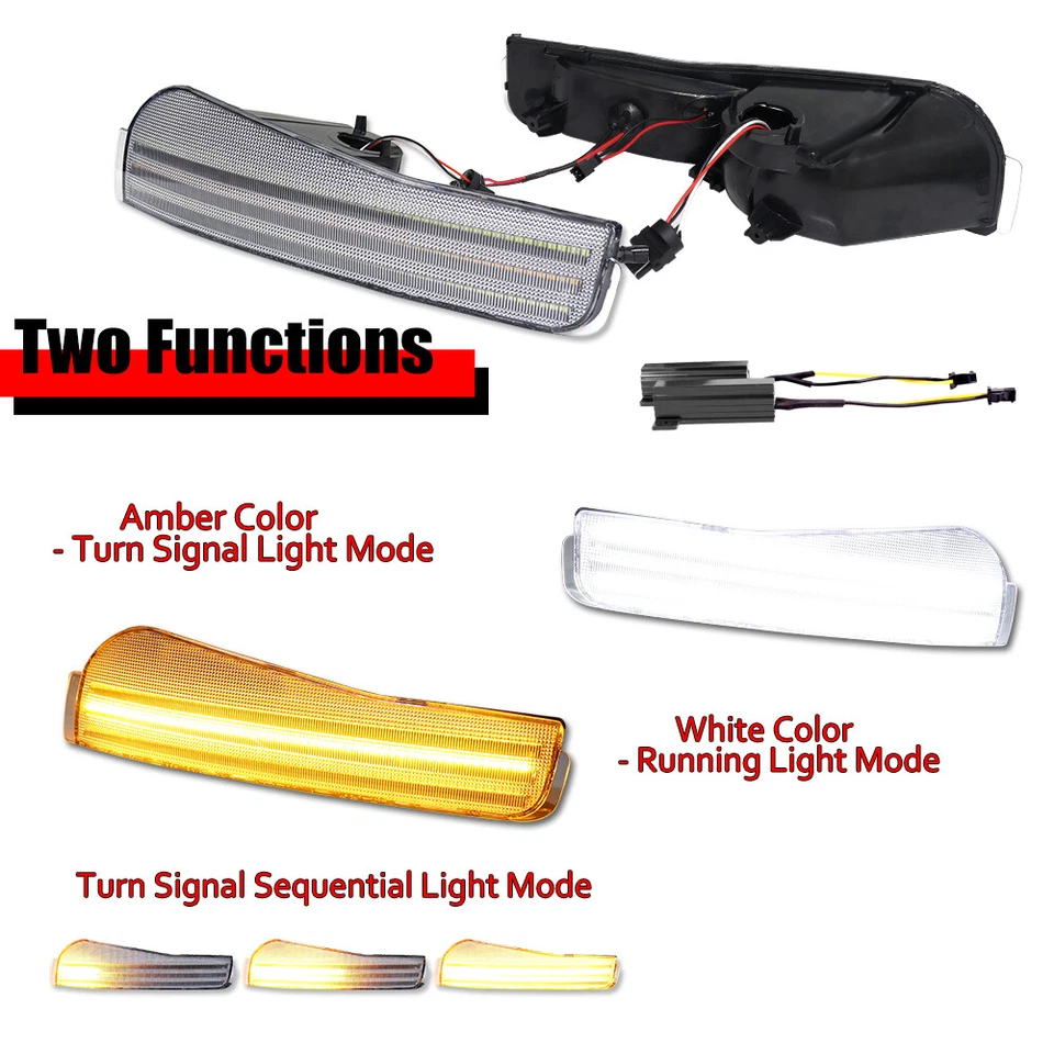 Switchback LED Clear Front DRL Signal Lights For 93-97 Pontiac Firebird Trans Am - Image 2 of 4