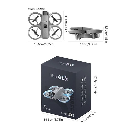2025GT3 Mini RC Drone, Dual HD Camera, LED Lights, 360° Flip, Obstacle Avoidance - Picture 6 of 27