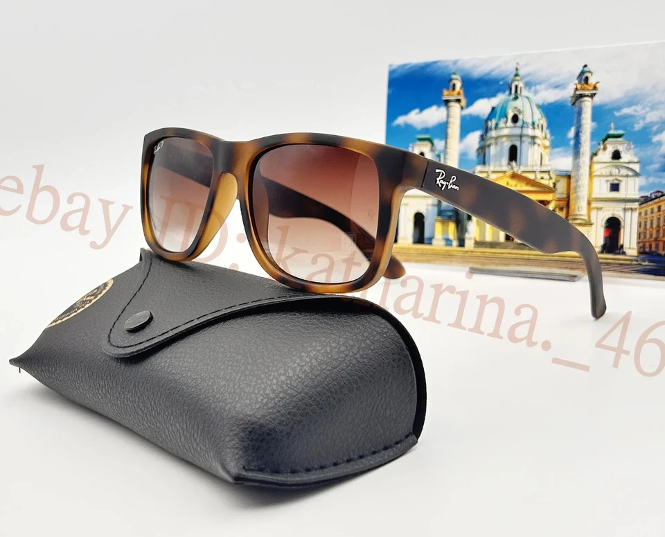 Gafas de sol polarizadas Ray-Ban RB4165 Justin 54 mm marco tortuga mate gris-marrón Foto 4 de 4