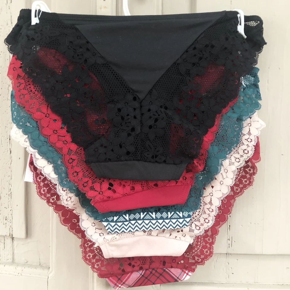 Nuevo Jessica Simpson Ultra Coqueta Encaje Bragas Ropa Interior Nuevo con Etiquetas Pequeño Conjunto de 5 Rojo Foto 2 de 2