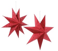 3x Paper Star Lantern Lampshade 3D Paper Star Pentagram Lampshade 35cm Red/White