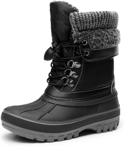 Boys Girls Snow Boots Water-Resistant Outdoor Warm Cozy Anti-Slip Mid Calf Faux