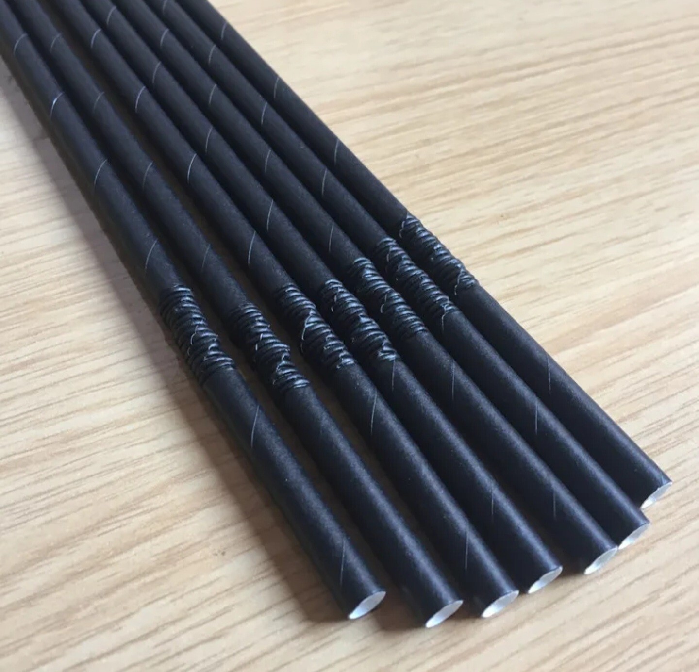 (50 Pack) BLACK FLEXI Straws - 100% Biodegradable Paper Drinking Straws ECO