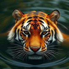 Tiger Water Cat Digital Image Picture Photo Pic Wallpaper Background AI ART Clip