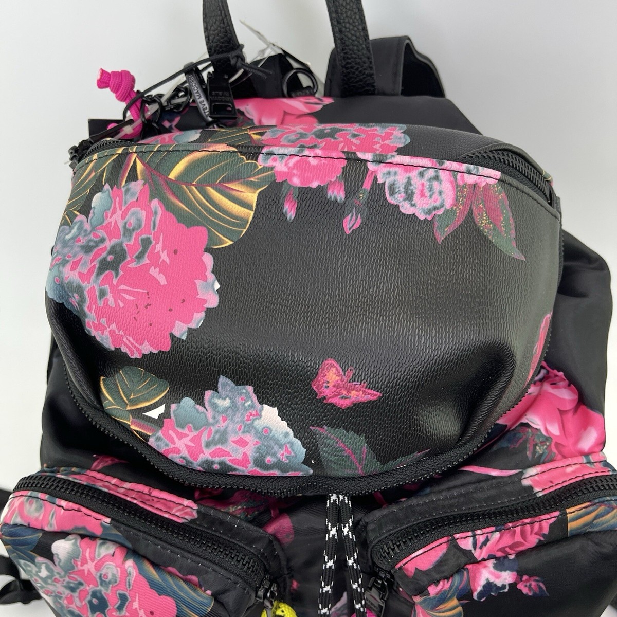 Steve Madden Floral Pink & Black Backpack Nylon/polyester Steve Madden Lily Backpack With Removable Belt Bag Black  main image 3