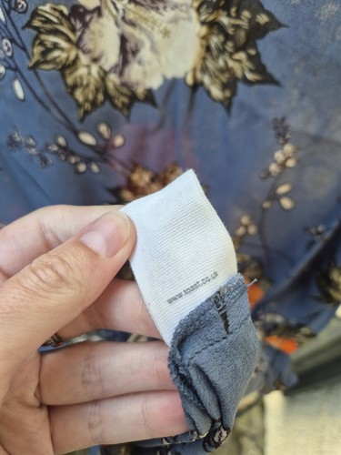 Toast Navy With Orange Flowers Short Sleeve Crepe Shift Dress Size 10 Viscose - Picture 5 of 5