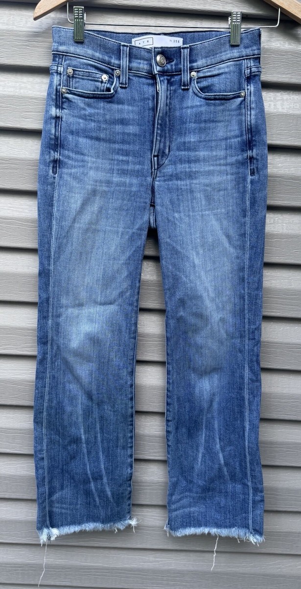 AYR The Bomb Pop Raw Hem Straight Leg Ankle Jeans in Bomba Medium Wash  Denim 25S