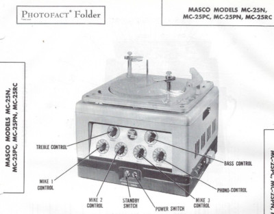 1949 Masco MAP-25N Amplifier Turntable Photofact Schematic Manual 25PC 25PN 25RC