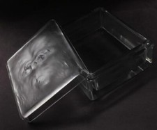 RARE LALIQUE CHIEN SPANIEL DOG CLEAR FROSTED CRYSTAL POWDER TRINKET BOX