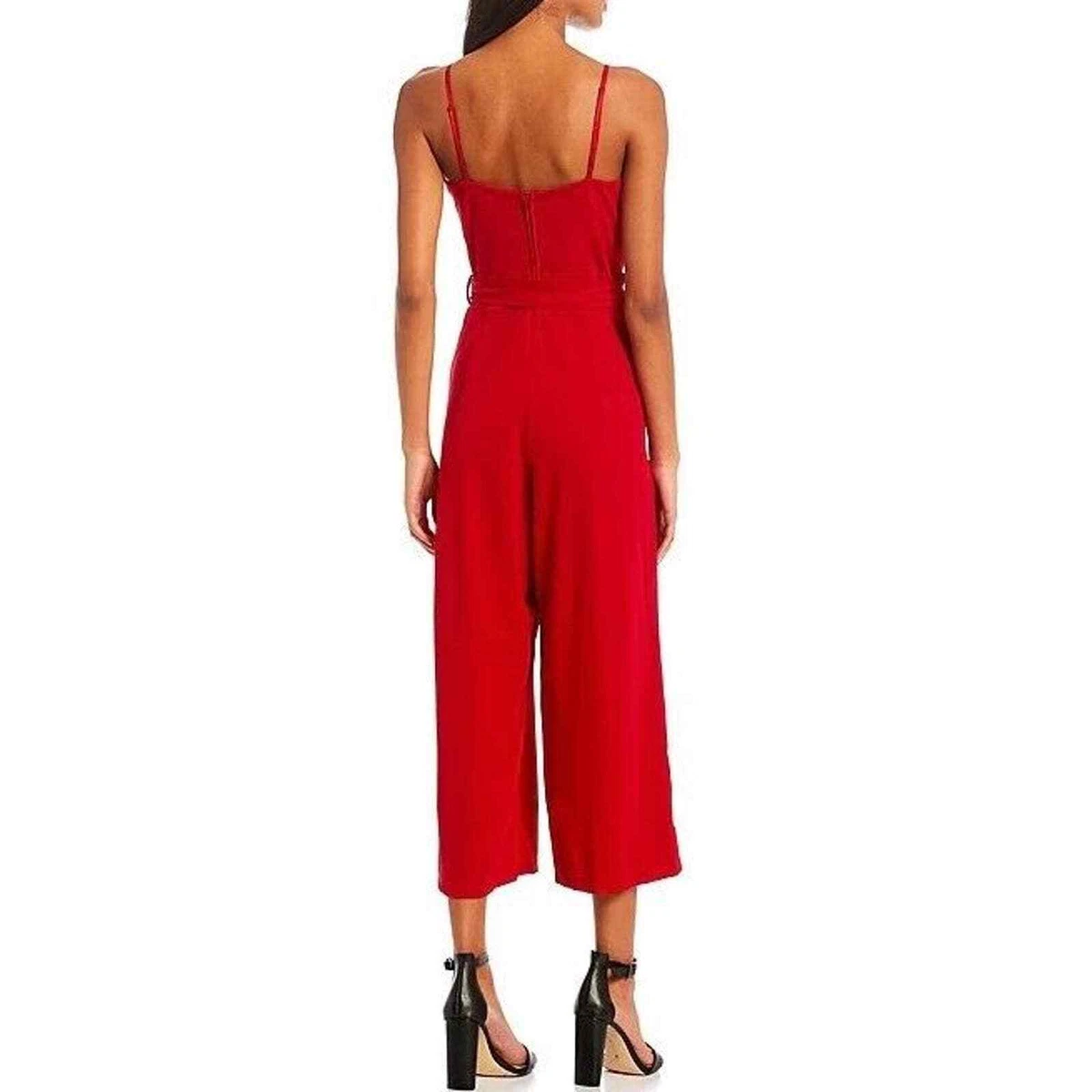 LNL Honey and Rosie Women Red Sweetheart Neck Cropped Jumpsuit Size S