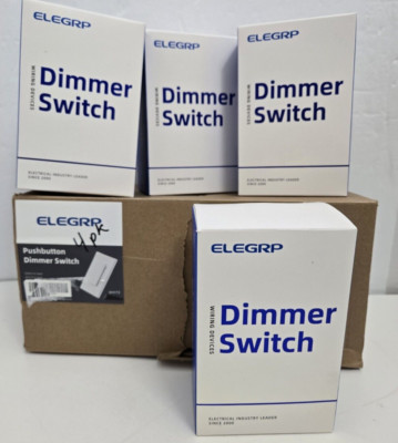ELEGRP Dimmer Push Button Light Switch EDM2330 White 3-way 120V 60Hz 4 Box READ