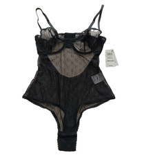 NWT 49.99 INC Bodysuit Lingerie Size S Black Mesh w/ Underwire