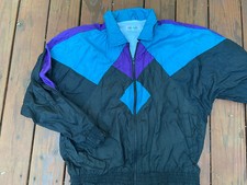 Vintage Marina Bay Bright Colored Track Jacket Purple Turquoise Black 1x