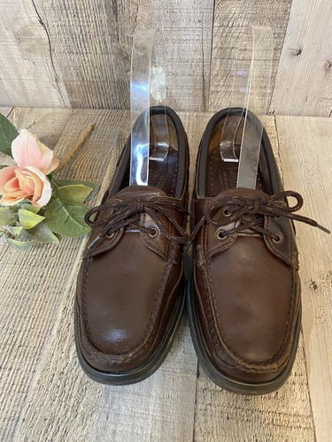 Sebago Docksides Schooner Dark Brown Leather Loafer Boat Shoes Mens SZ 7M - Picture 2 of 17