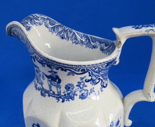 Blue & white vintage Victorian antique Chinese chinoiserie design ceramic jug - Picture 7 of 12